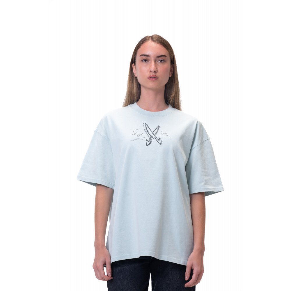 Cartoon washed T-shirt - Baby blue