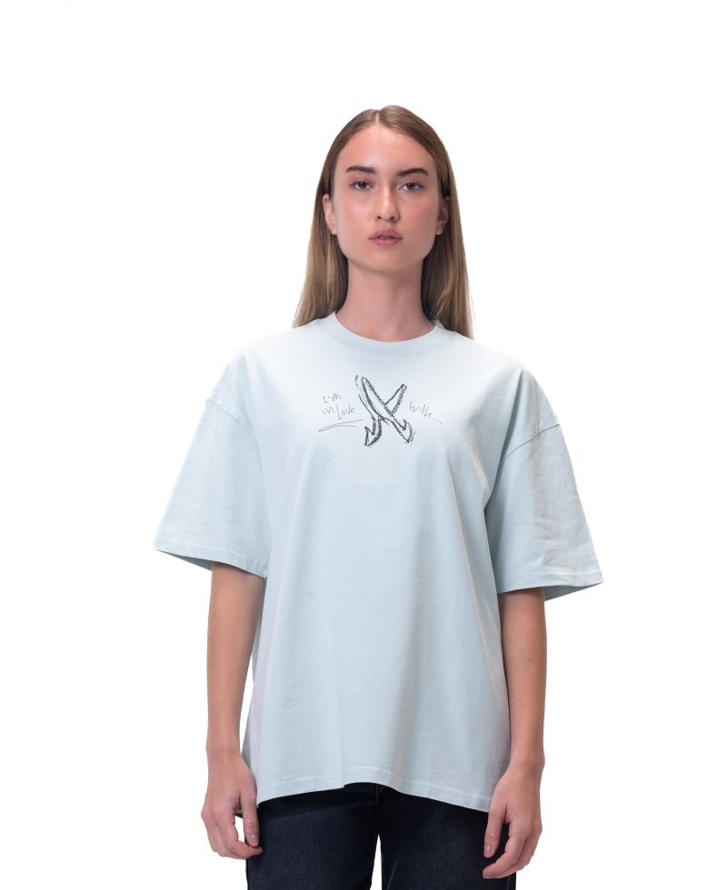 Cartoon washed T-shirt - Baby blue