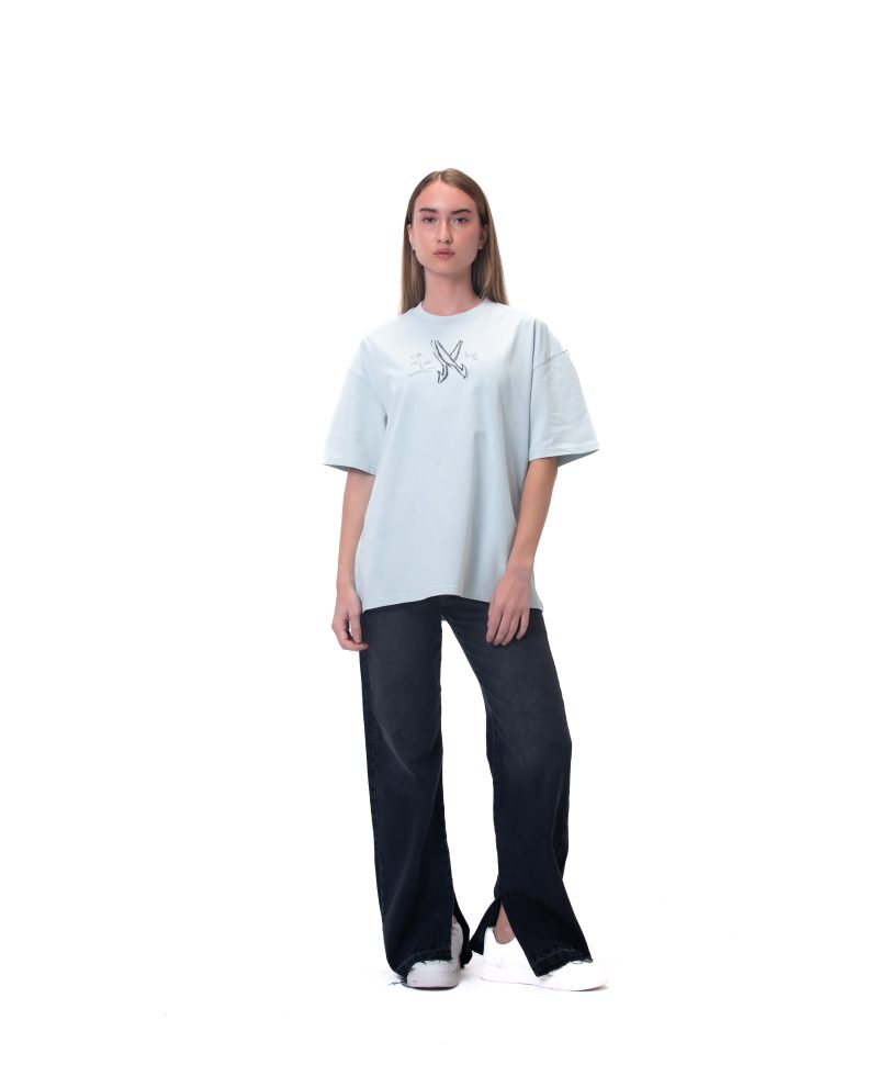 Cartoon washed T-shirt - Baby blue