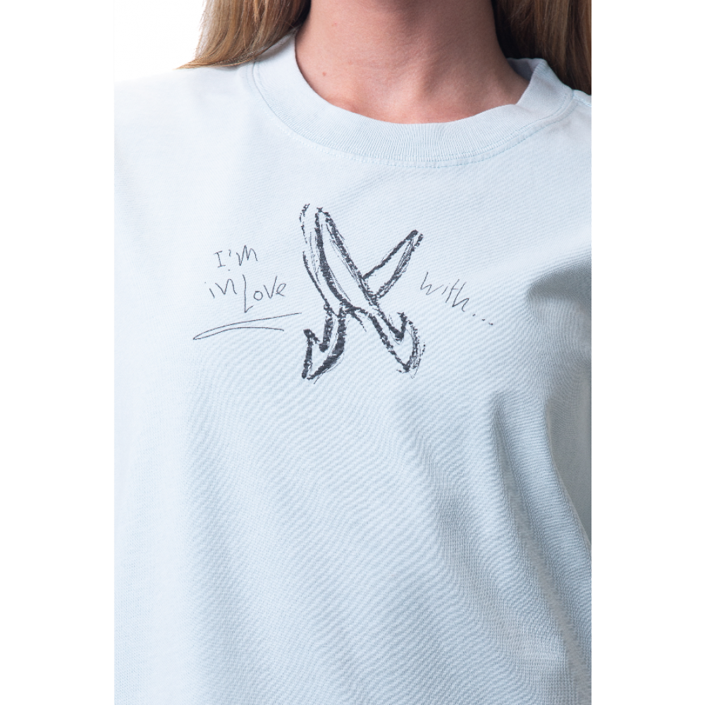 Cartoon washed T-shirt - Baby blue