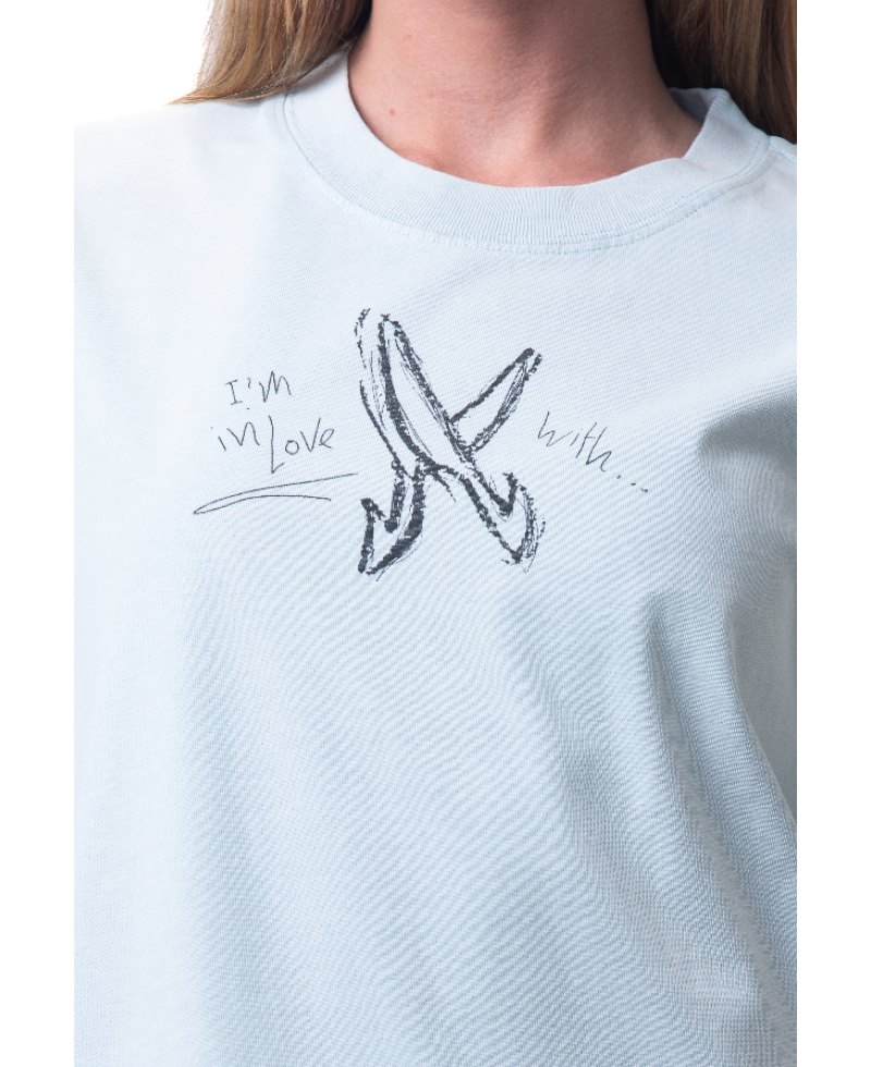 Cartoon washed T-shirt - Baby blue
