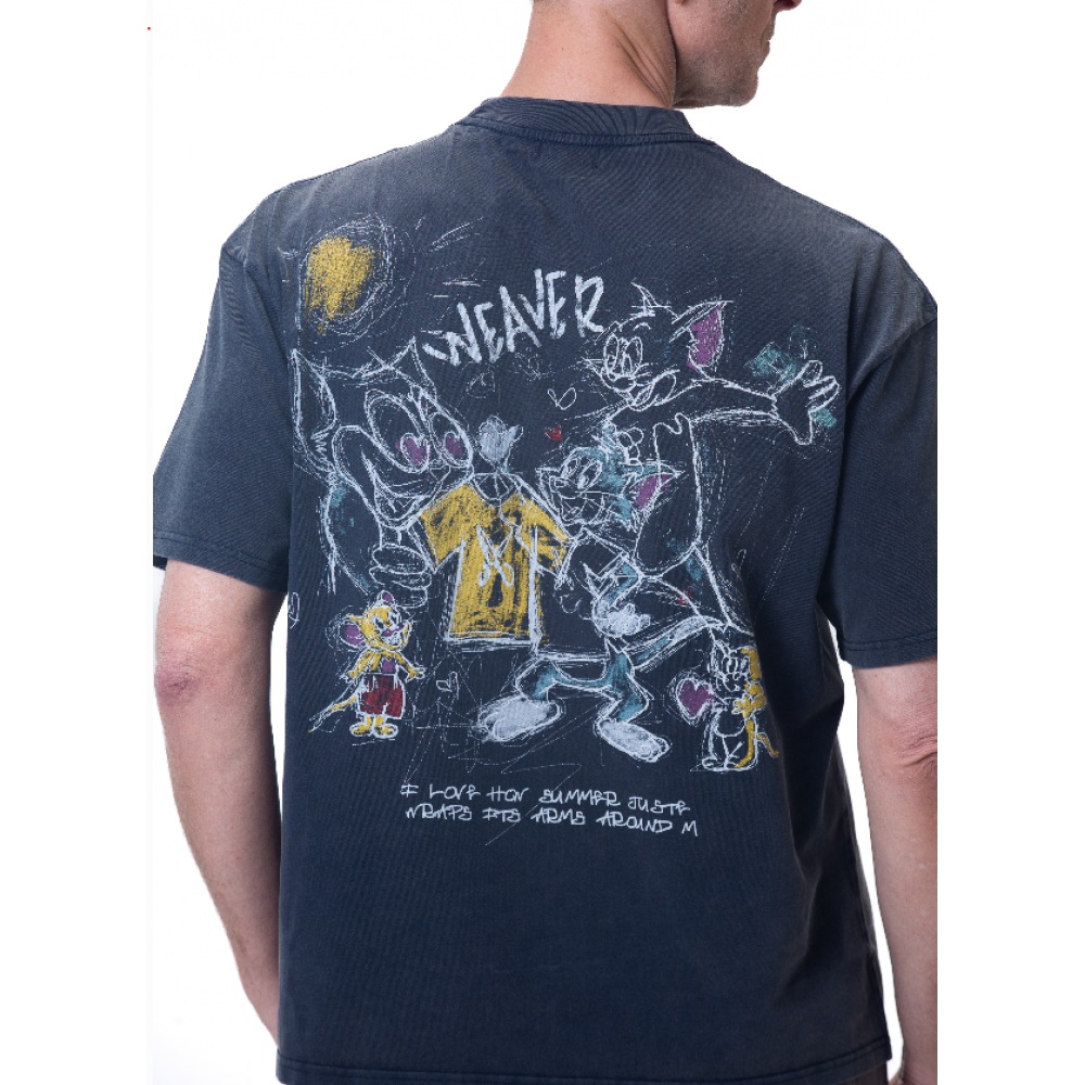 Cartoon washed T-shirt - black