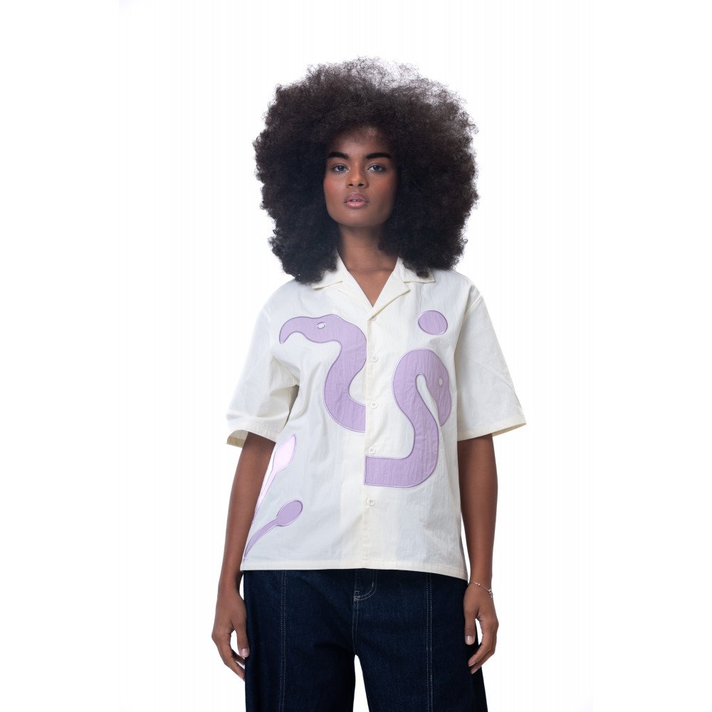 Unisex shirt-Light yellow-purple - Boxy