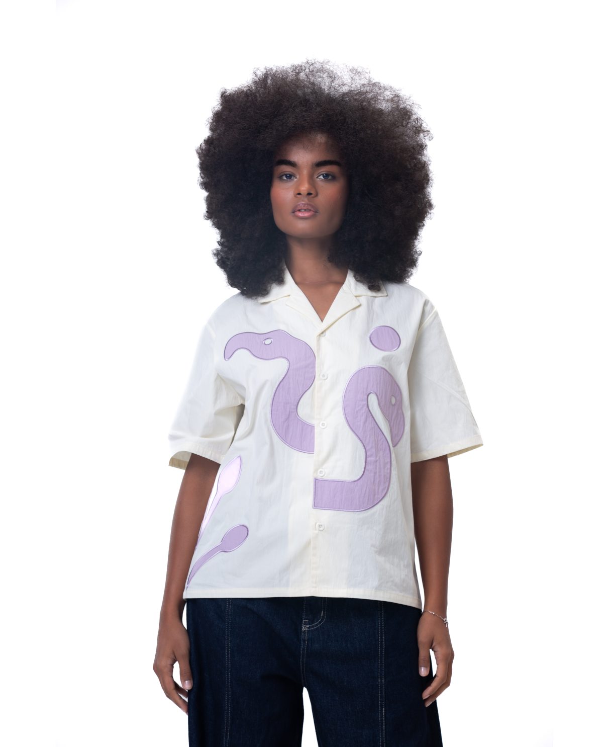 Unisex shirt-Light yellow-purple - Boxy
