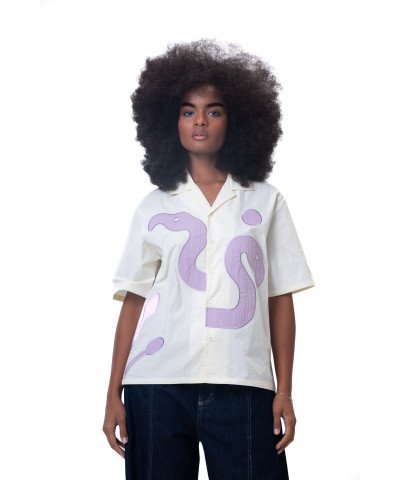 Unisex shirt-Light yellow-purple - Boxy