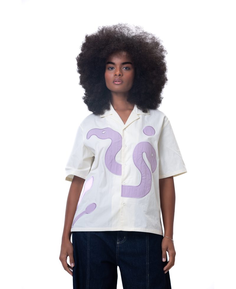 Unisex shirt-Light yellow-purple - Boxy