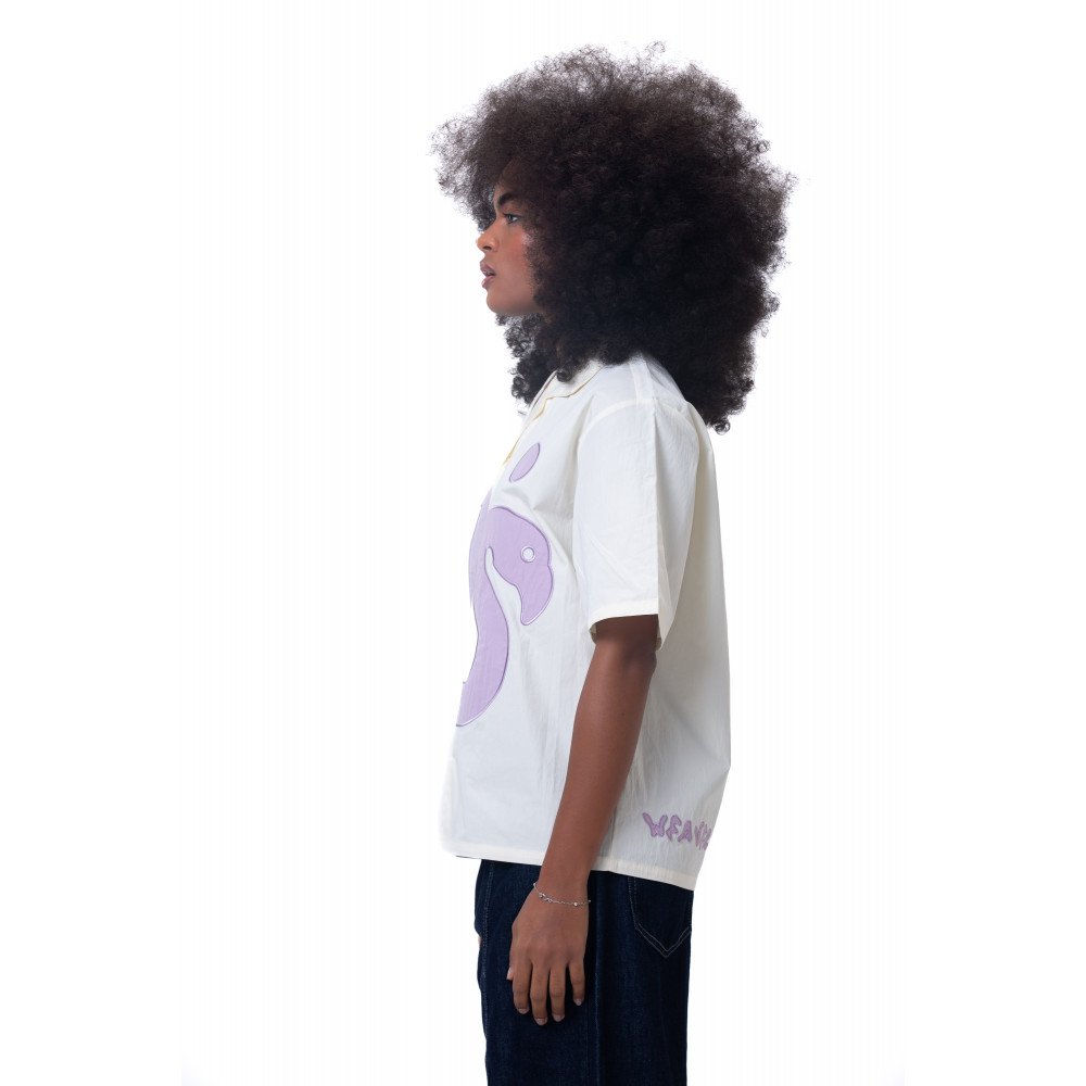 Unisex shirt-Light yellow-purple - Boxy