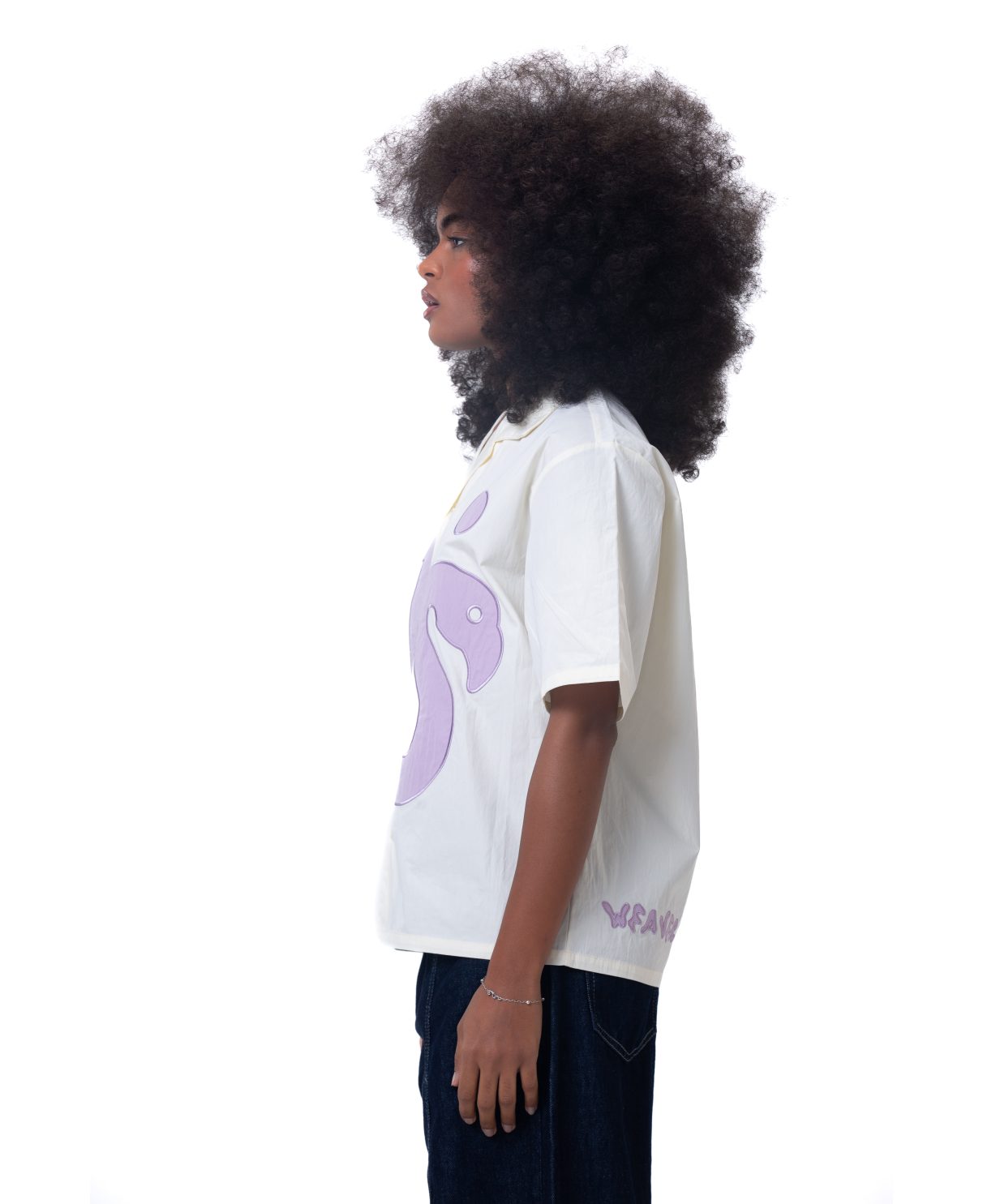 Unisex shirt-Light yellow-purple - Boxy