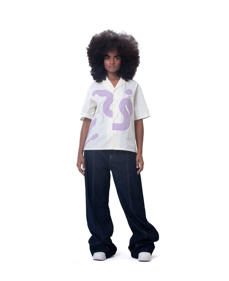 Unisex shirt-Light yellow-purple - Boxy