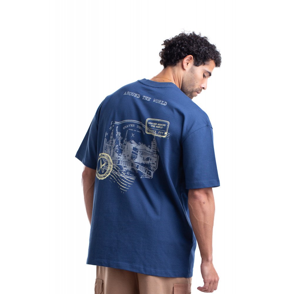 8011 _ Stamps T-shirt Oversize - Navy Blue