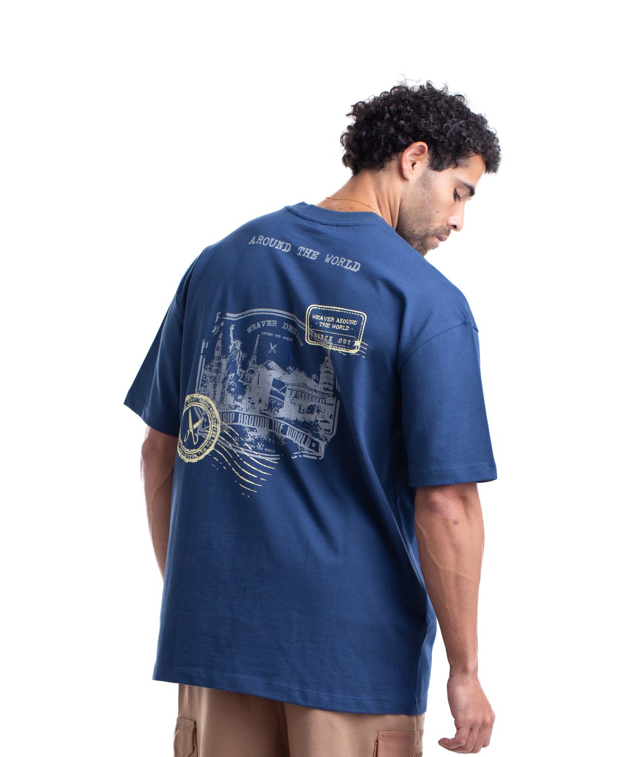 8011 _ Stamps T-shirt Oversize - Navy Blue