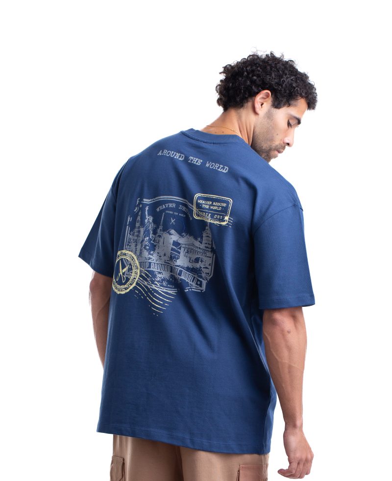8011 _ Stamps T-shirt Oversize - Navy Blue 8011 _ Stamps T-shirt Oversize - Navy Blue