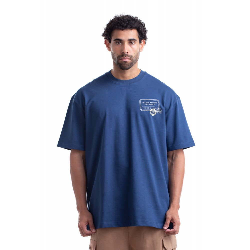 8011 _ Stamps T-shirt Oversize - Navy Blue