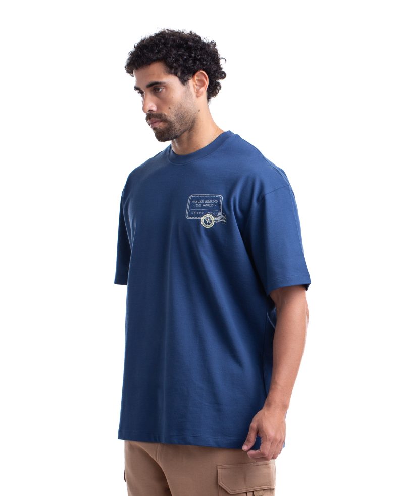 8011 _ Stamps T-shirt Oversize - Navy Blue 8011 _ Stamps T-shirt Oversize - Navy Blue