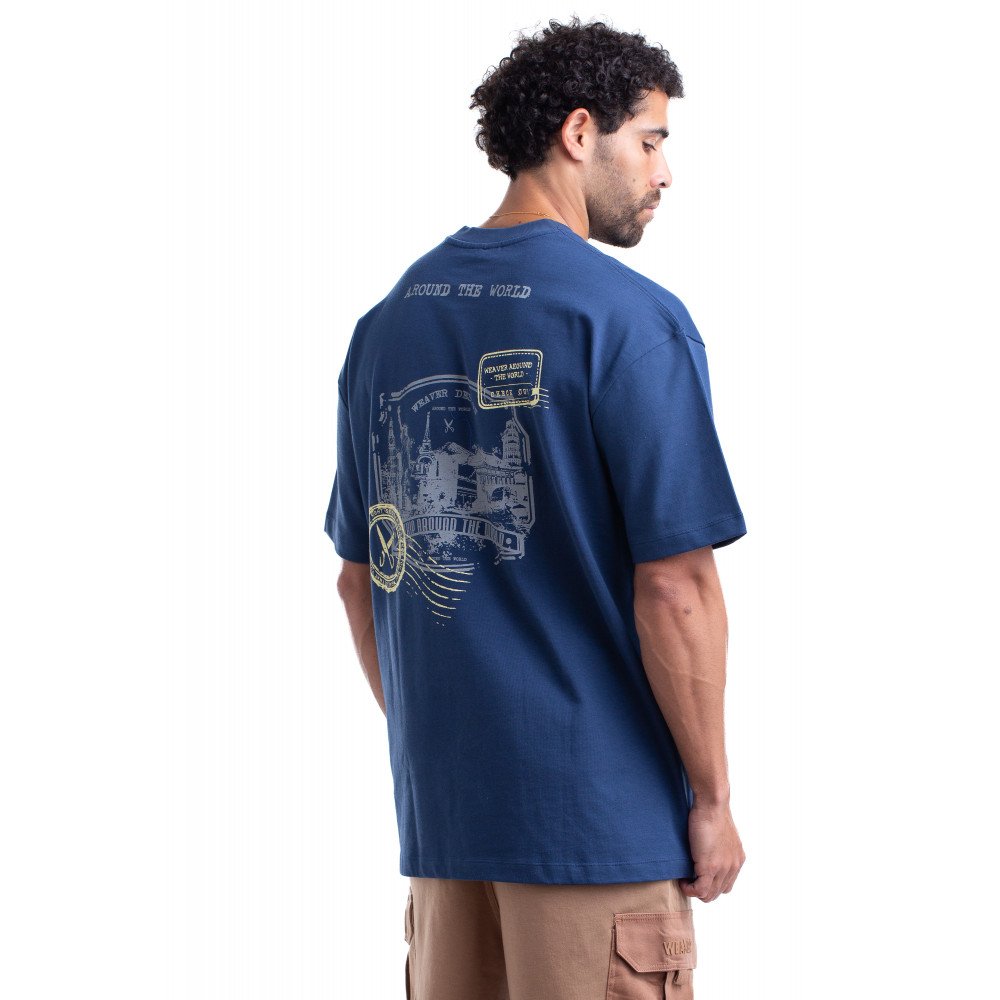 8011 _ Stamps T-shirt Oversize - Navy Blue