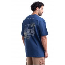 8011 _ Stamps T-shirt Oversize - Navy Blue