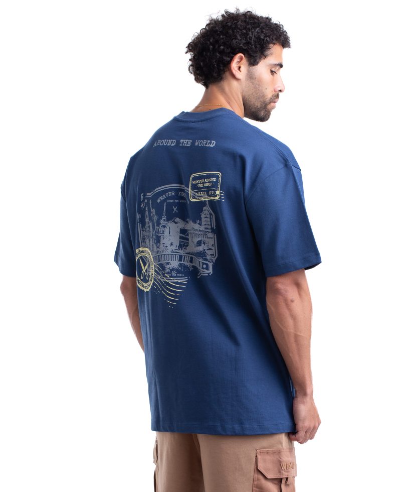 8011 _ Stamps T-shirt Oversize - Navy Blue 8011 _ Stamps T-shirt Oversize - Navy Blue