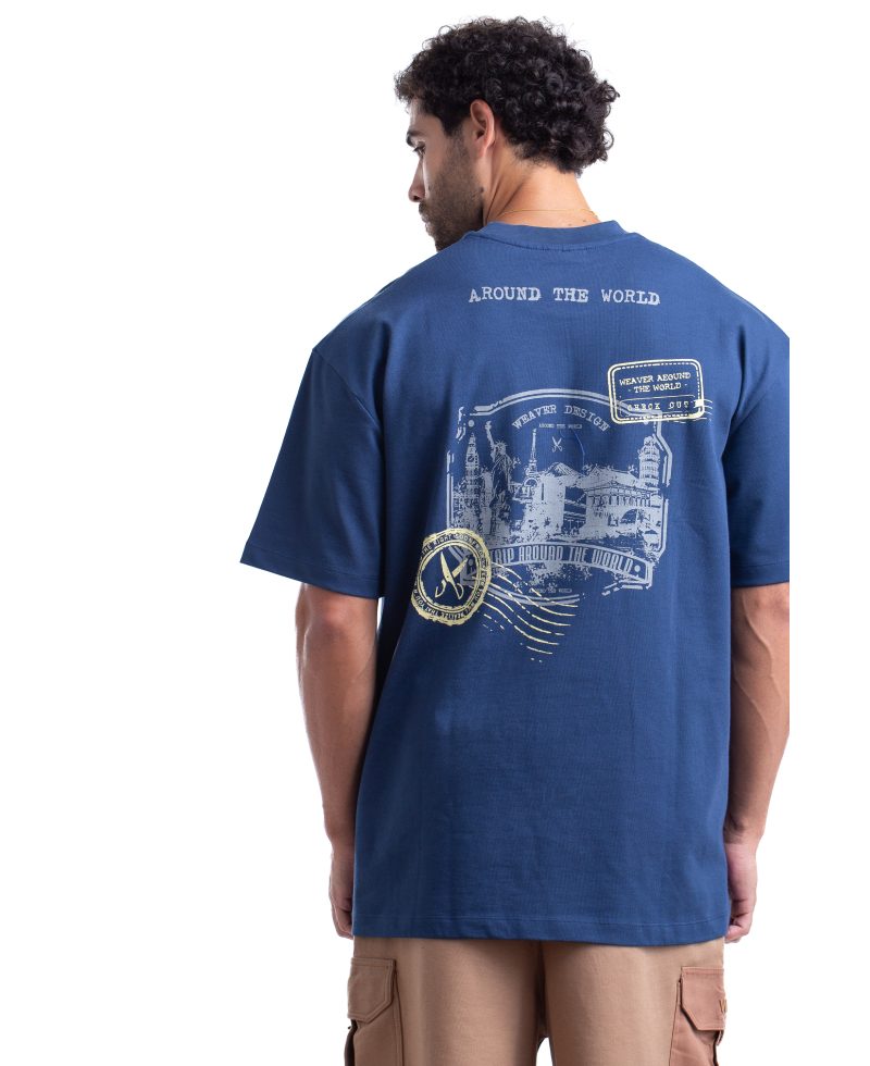 8011 _ Stamps T-shirt Oversize - Navy Blue 8011 _ Stamps T-shirt Oversize - Navy Blue
