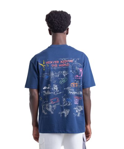 8013_ Stamps T-shirt Oversize - Blue
