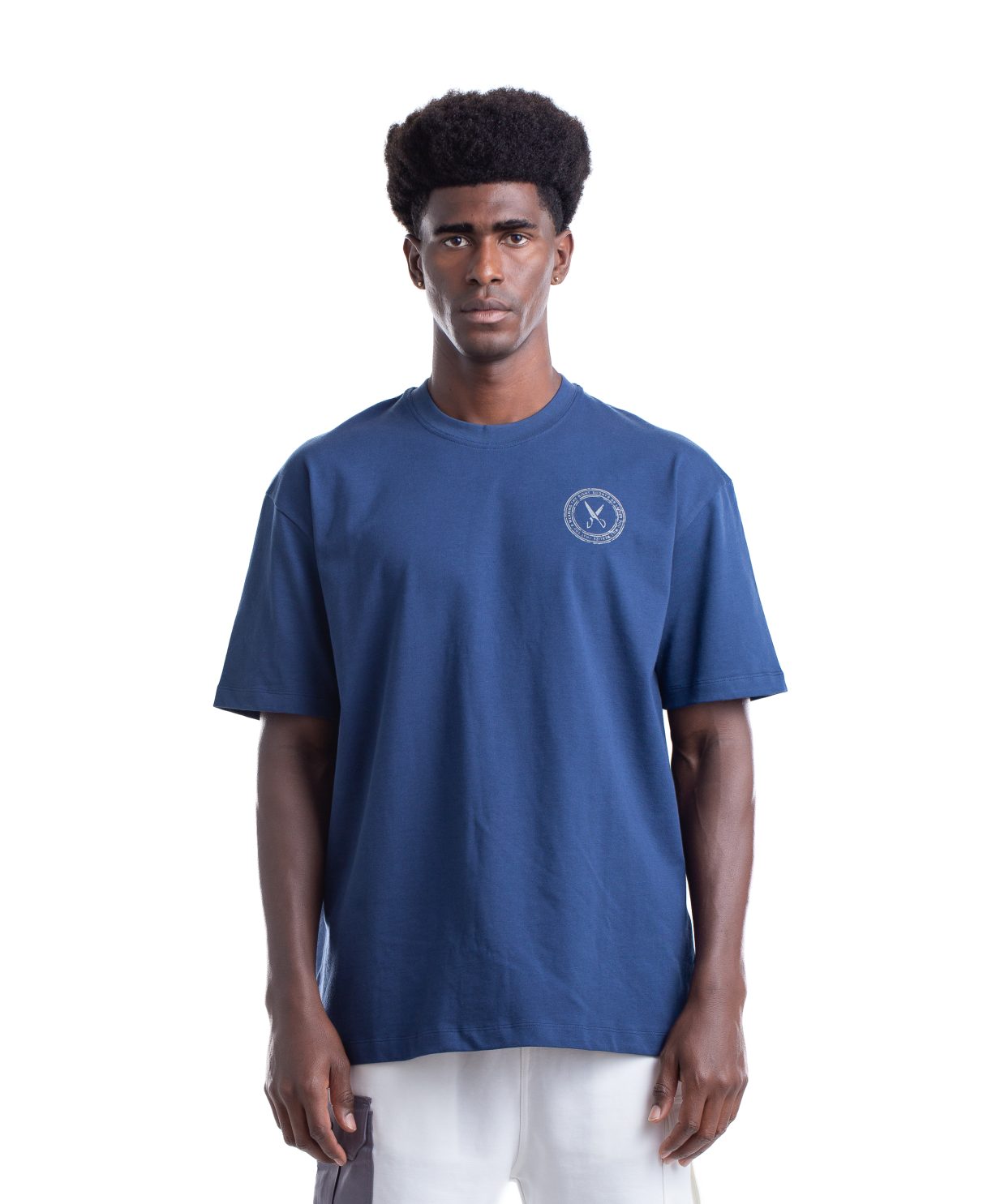 8013_ Stamps T-shirt Oversize - Blue