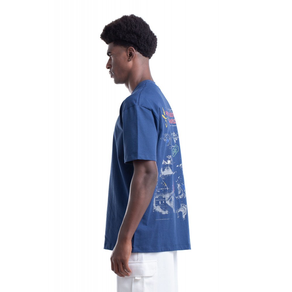 8013_ Stamps T-shirt Oversize - Blue