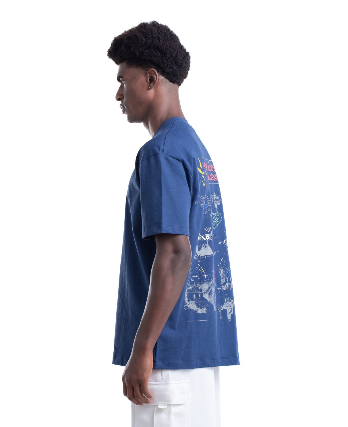 8013_ Stamps T-shirt Oversize - Blue