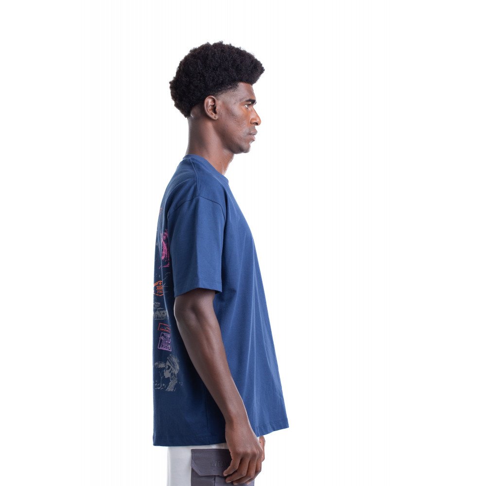8013_ Stamps T-shirt Oversize - Blue