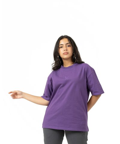 Plain Washed Oversize T-shirt - Purple