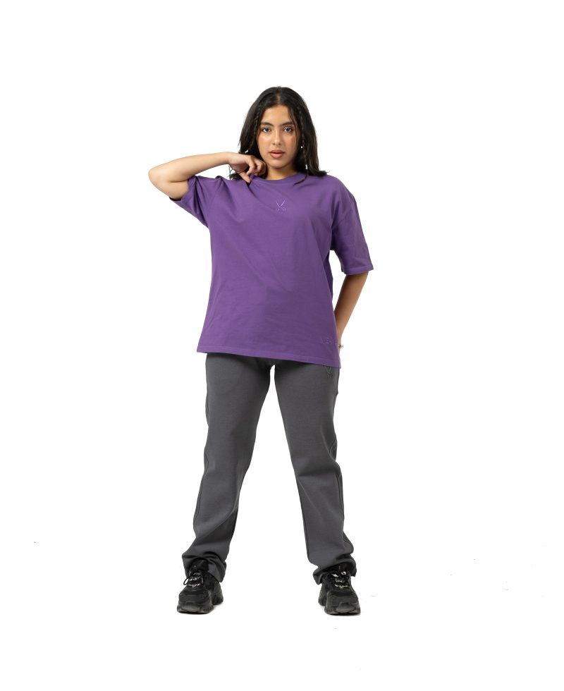 Plain Washed Oversize T-shirt - Purple