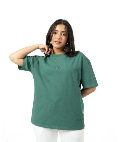 Plain Washed Oversize T-shirt - Green