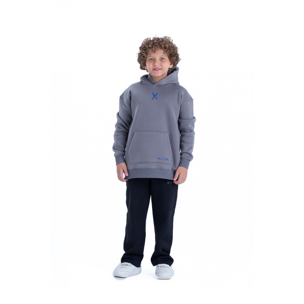 Kids Hoodie Zigzag - Gray