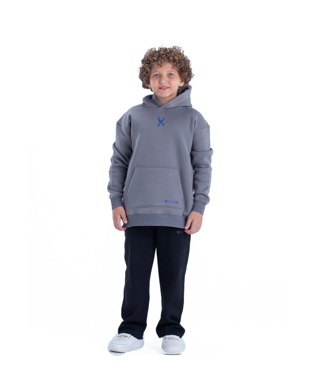 Kids Hoodie Zigzag - Gray