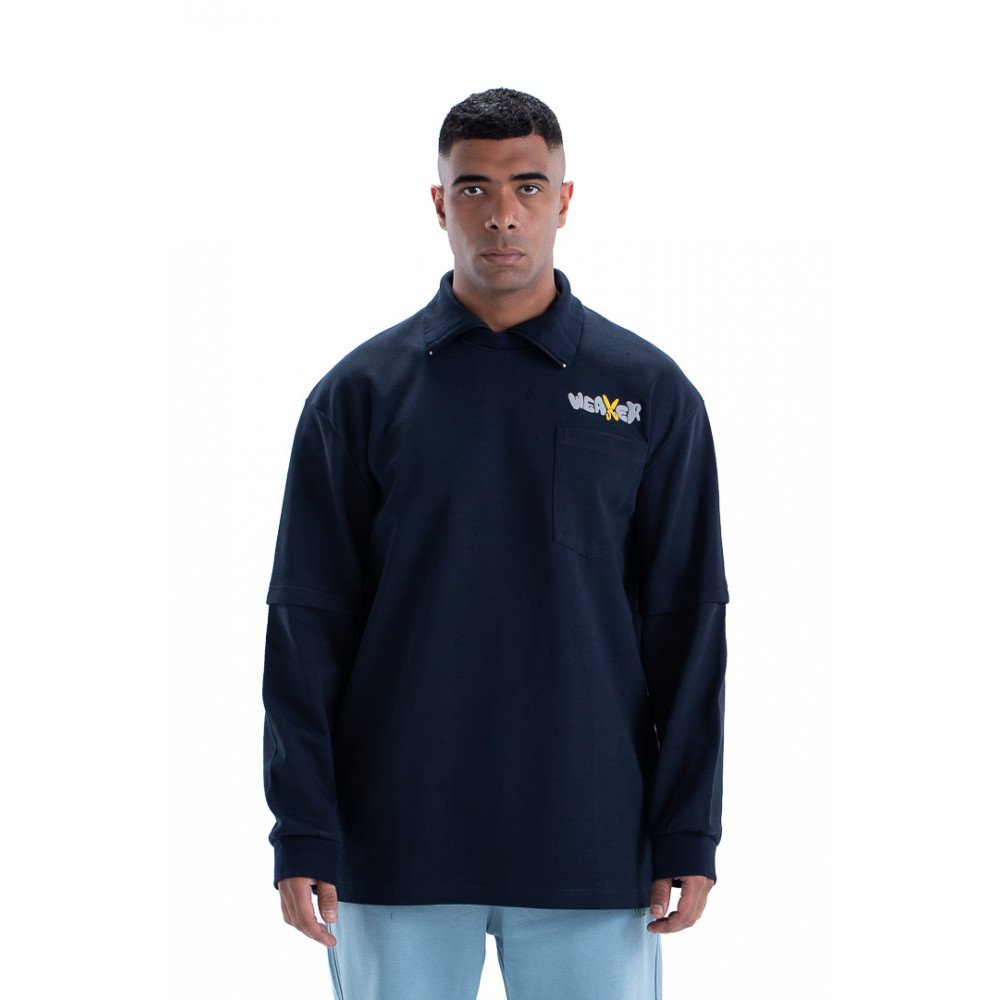 weaver sweatshirt oversize - navy blue