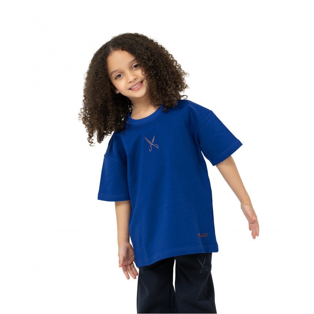 Kids Plain T-shirt zigzag logo - Blue
