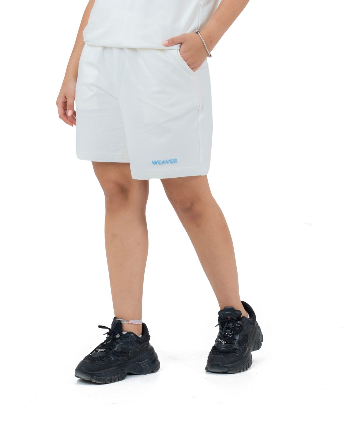 Plain Short with zigzag logo -White
