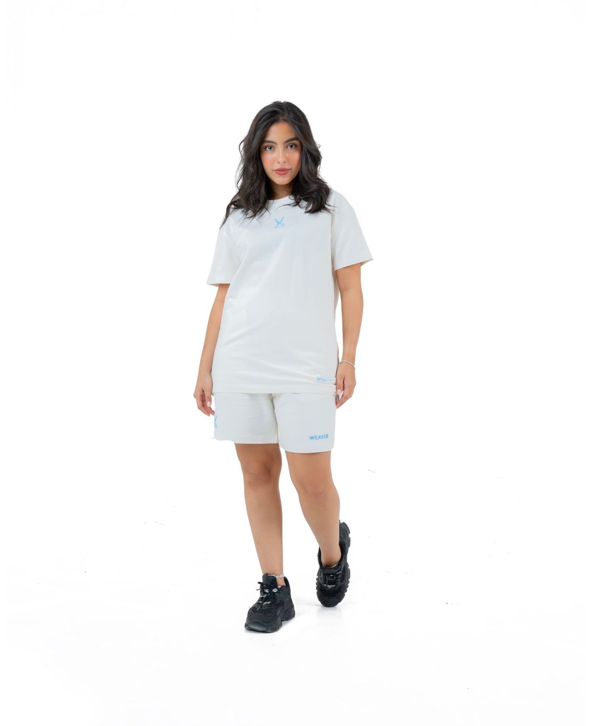 Plain Short with zigzag logo -White