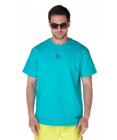 Plain T-shirt with zigzag logo - Turquoise