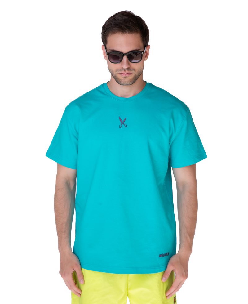 Plain T-shirt with zigzag logo - Turquoise Plain T-shirt with zigzag logo - Turquoise