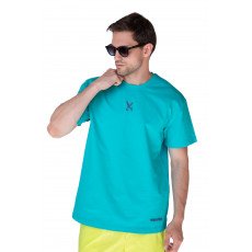 Plain T-shirt with zigzag logo - Turquoise
