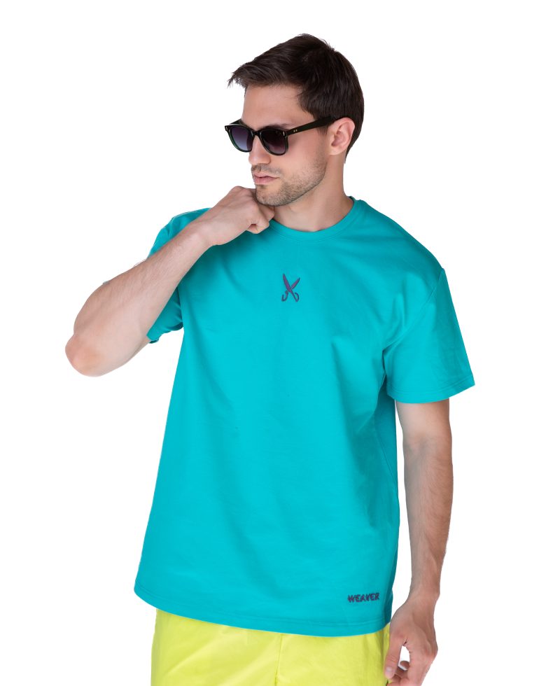 Plain T-shirt with zigzag logo - Turquoise Plain T-shirt with zigzag logo - Turquoise