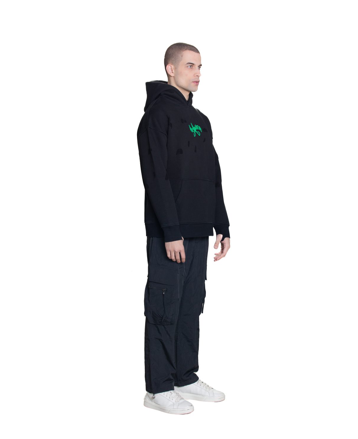 Slotted hoodie - Black 07