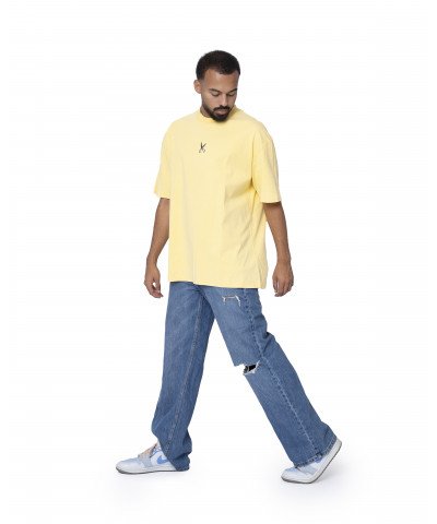 Plain Washed Oversize T-shirt - Yellow