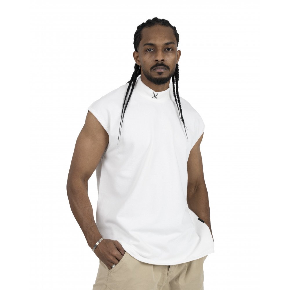 Plain Short Sleeve with Turtleneck - Off white