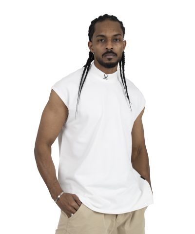 Plain Short Sleeve with Turtleneck - Off white