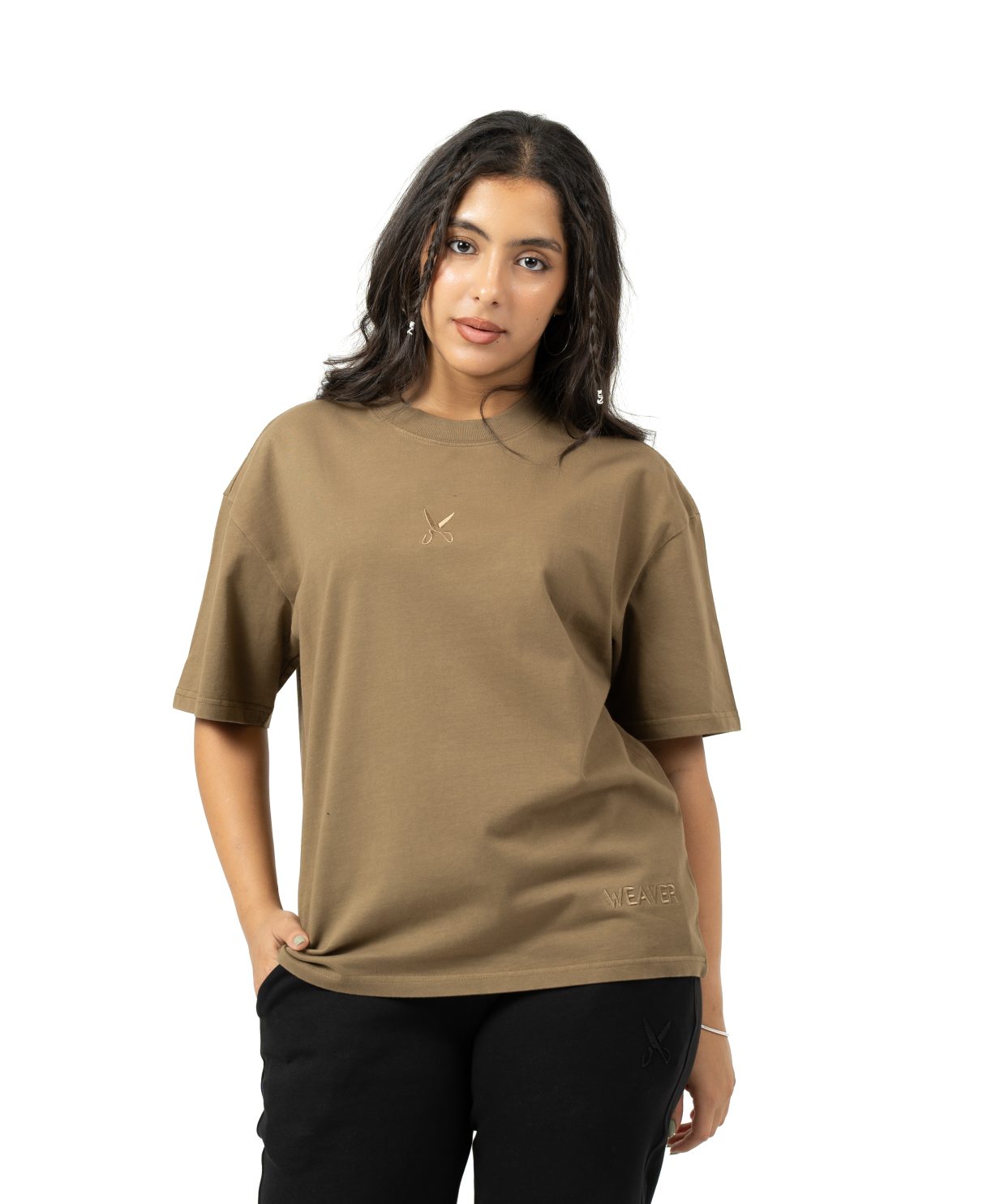 Plain Washed Oversize T-shirt - Light Brown