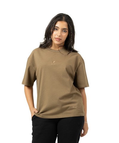 Plain Washed Oversize T-shirt - Light Brown