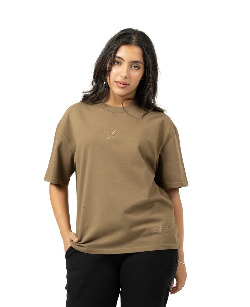 Plain Washed Oversize T-shirt - Light Brown Plain Washed Oversize T-shirt - Light Brown
