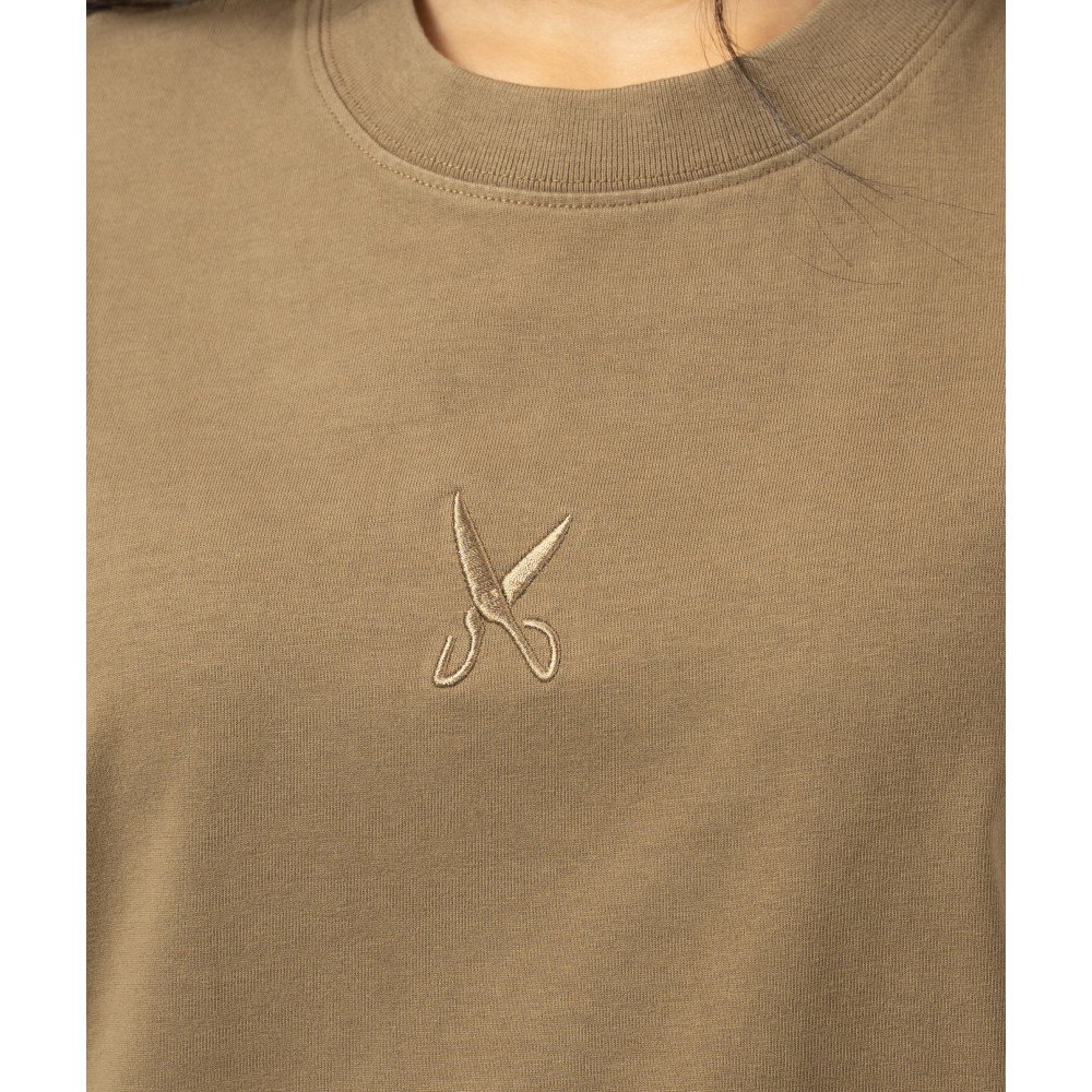 Plain Washed Oversize T-shirt - Light Brown