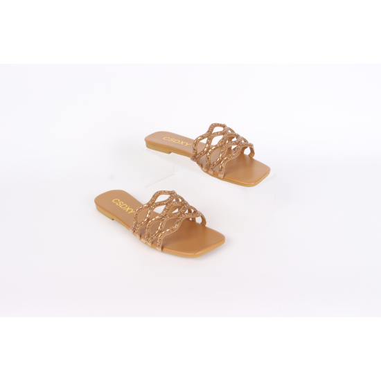 شبشب مسطح بتصميم متداخل فاخر شبشب مسطح بتصميم متداخل فاخر