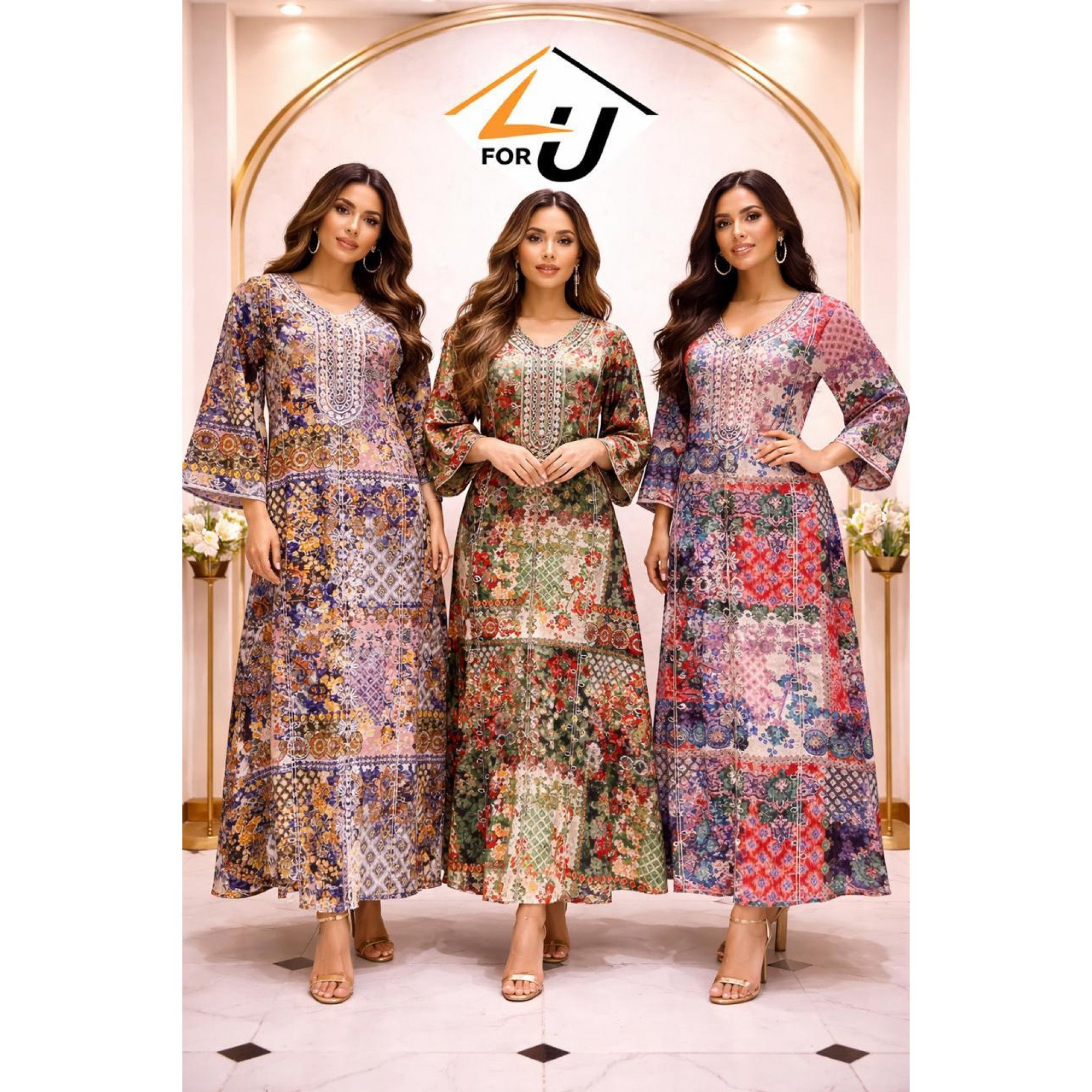 جلابية بتداخل ألوان رائعة  Sn109